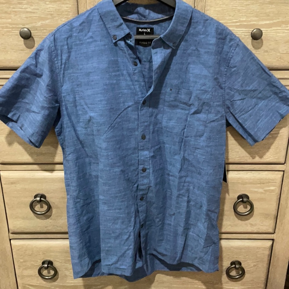 Hurley Men’s Large button down blue